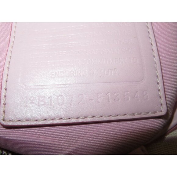 Coach Signature C Cream & Pink Stripe Canvas & Leather Tote Bag - Picture 9 of 13